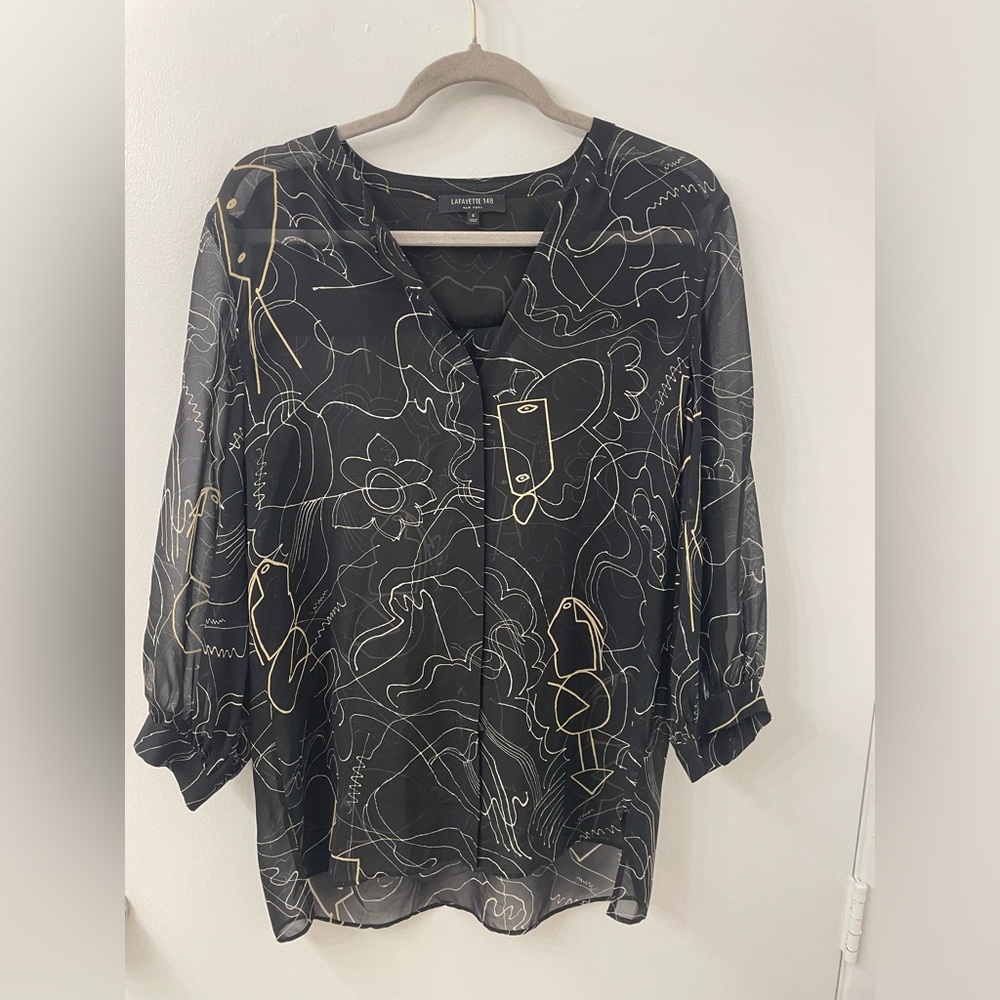 Sheer silk LAFAYETTE 148 small blouse